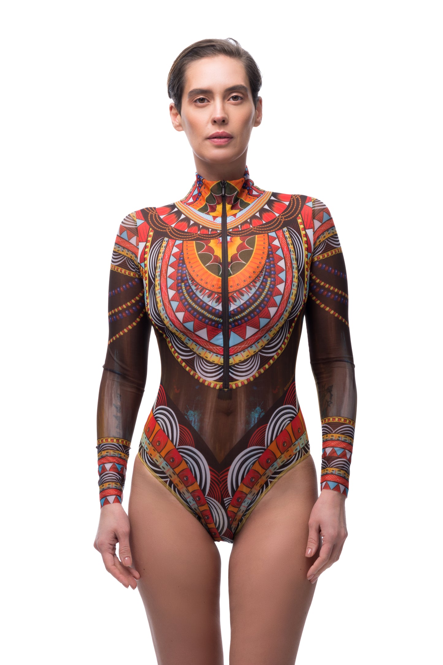 Zipper Swimsuit with Sleeves Africa