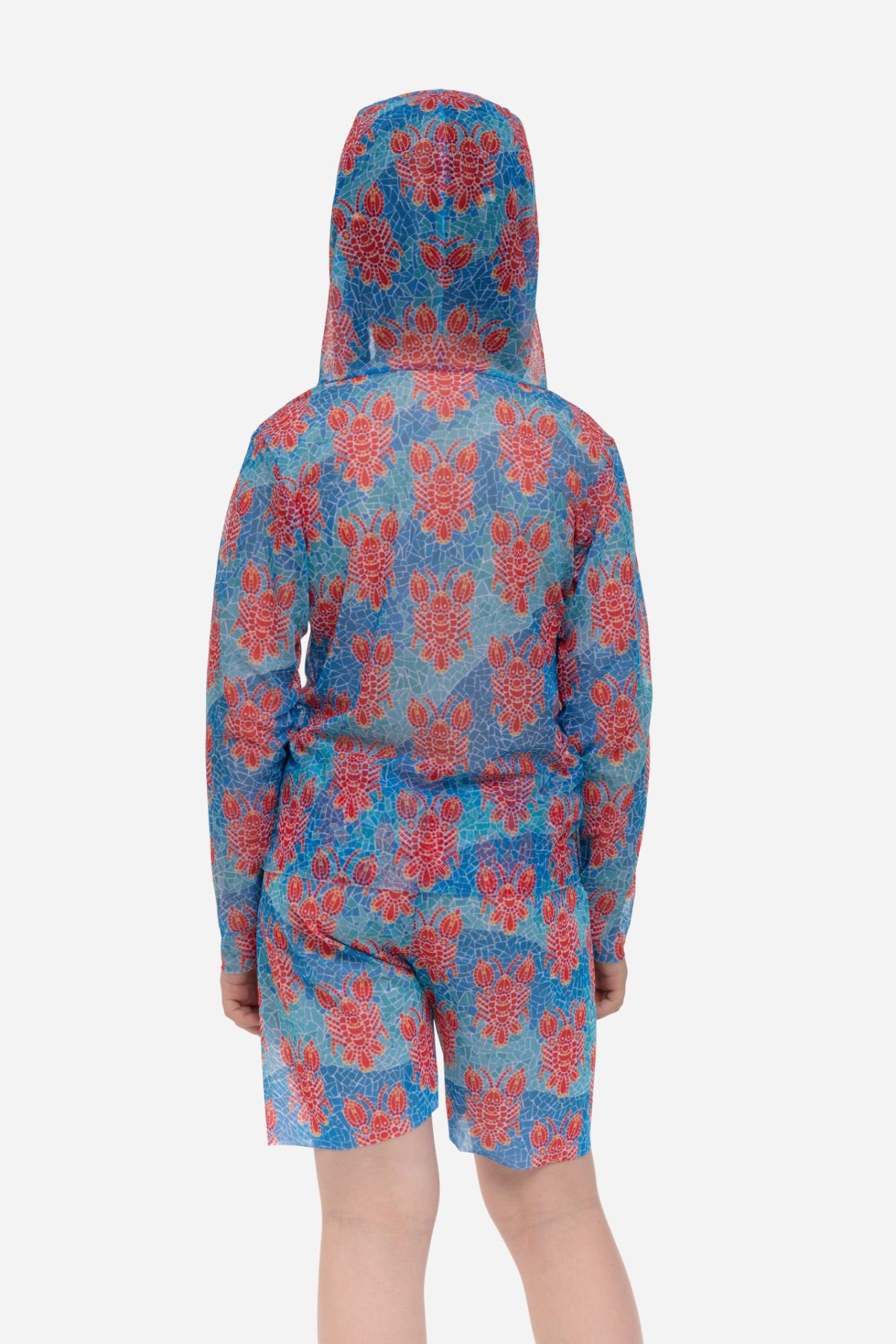 Kids Swimsuit Top with Hood and Shorts Lobster