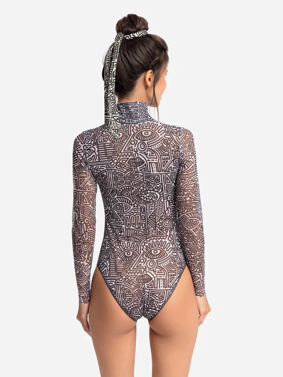 Zipper Swimsuit with Sleeves Doodling