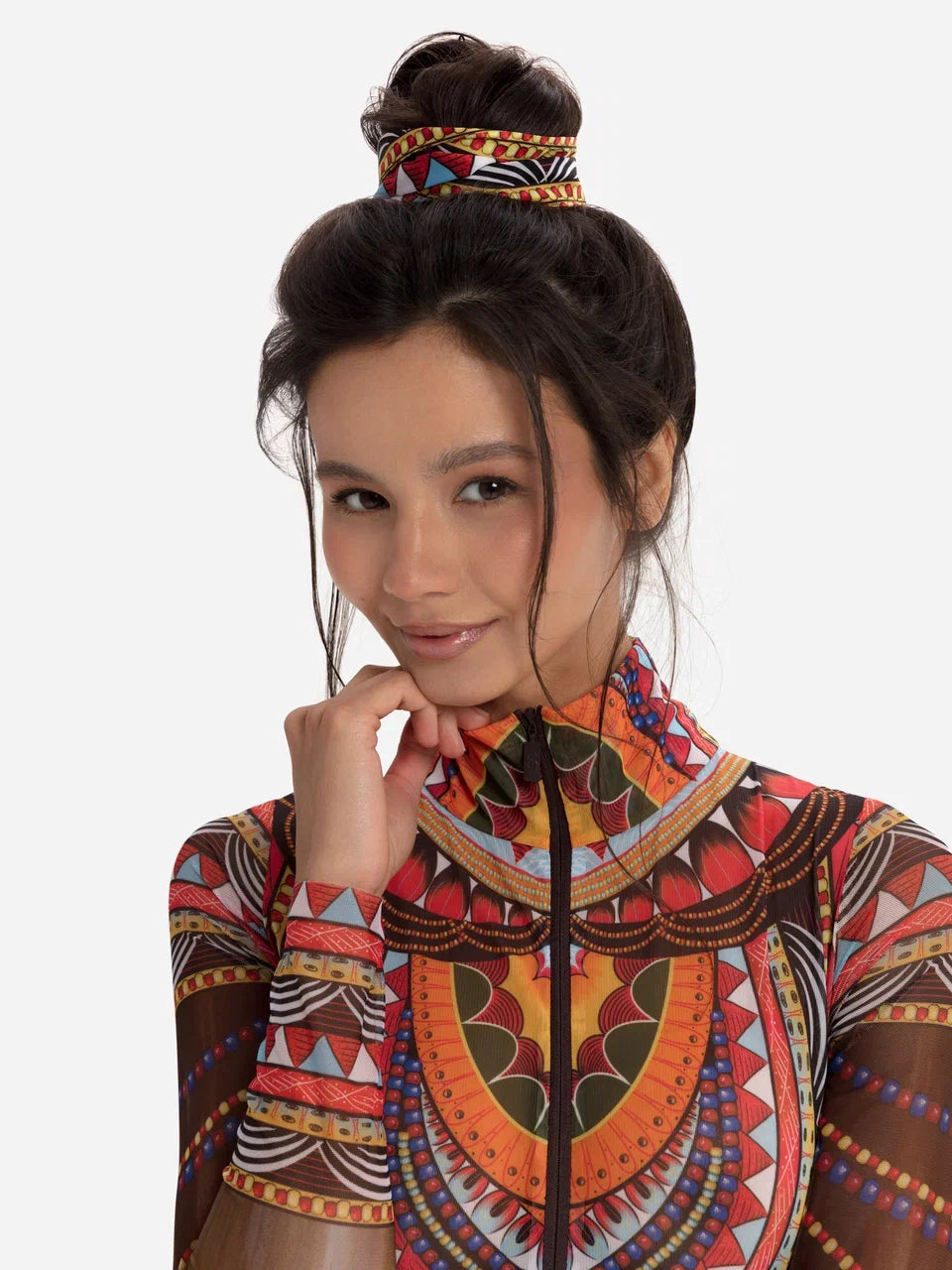 Zipper Swimsuit with Sleeves Africa