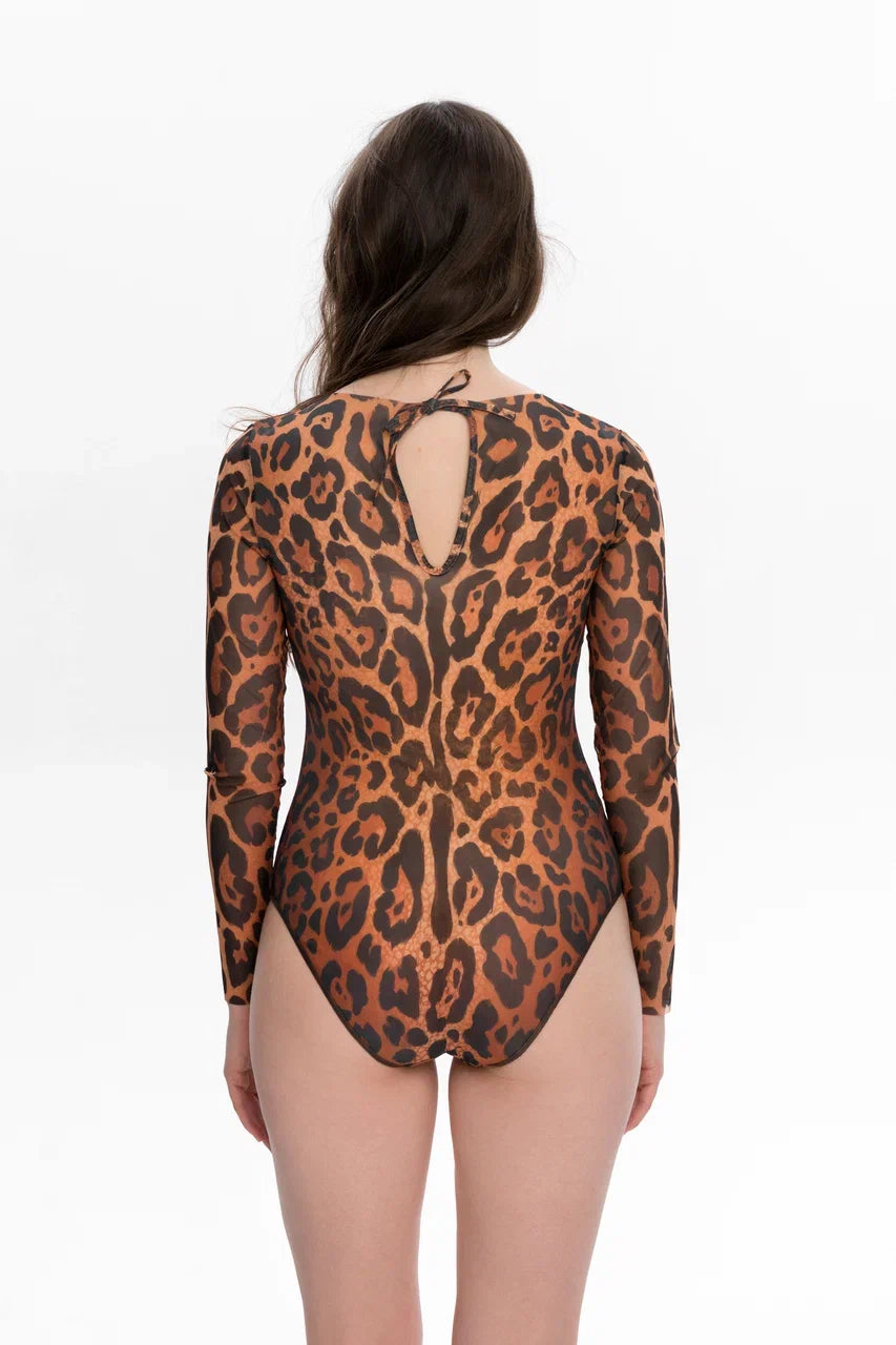 Swimsuit with Sleeves Leopard