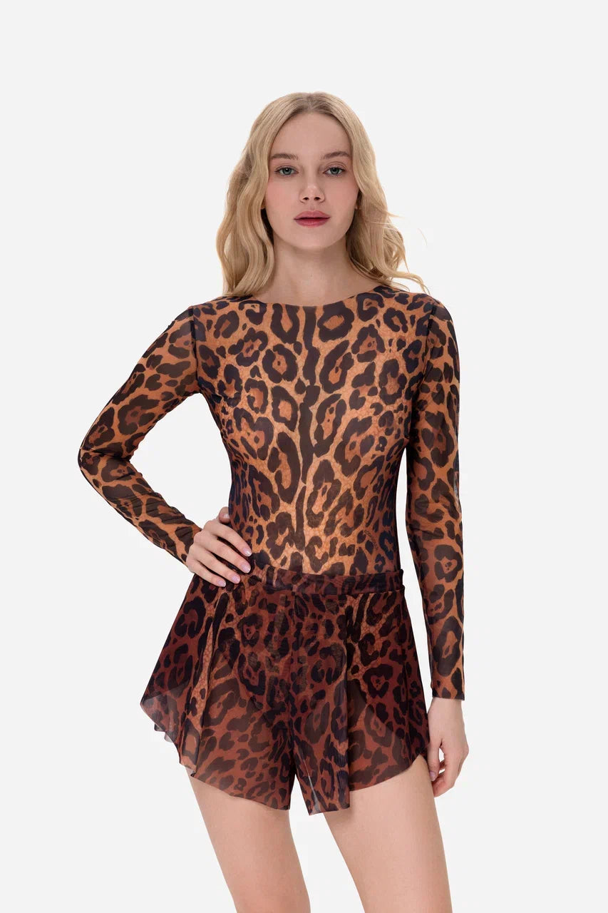Swimsuit with Sleeves Leopard
