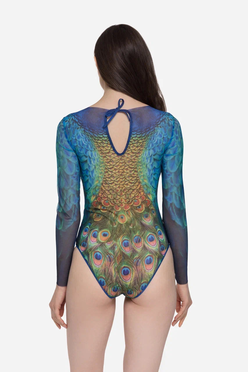 Swimsuit with Sleeves Peacock