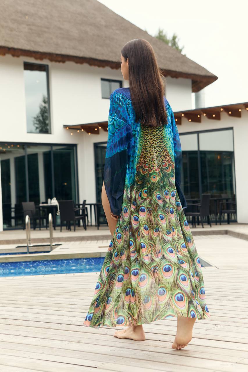 Swimsuit with Sleeves Peacock