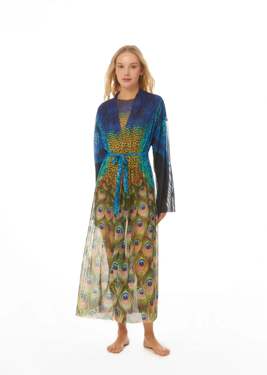 Swimsuit with Sleeves Peacock