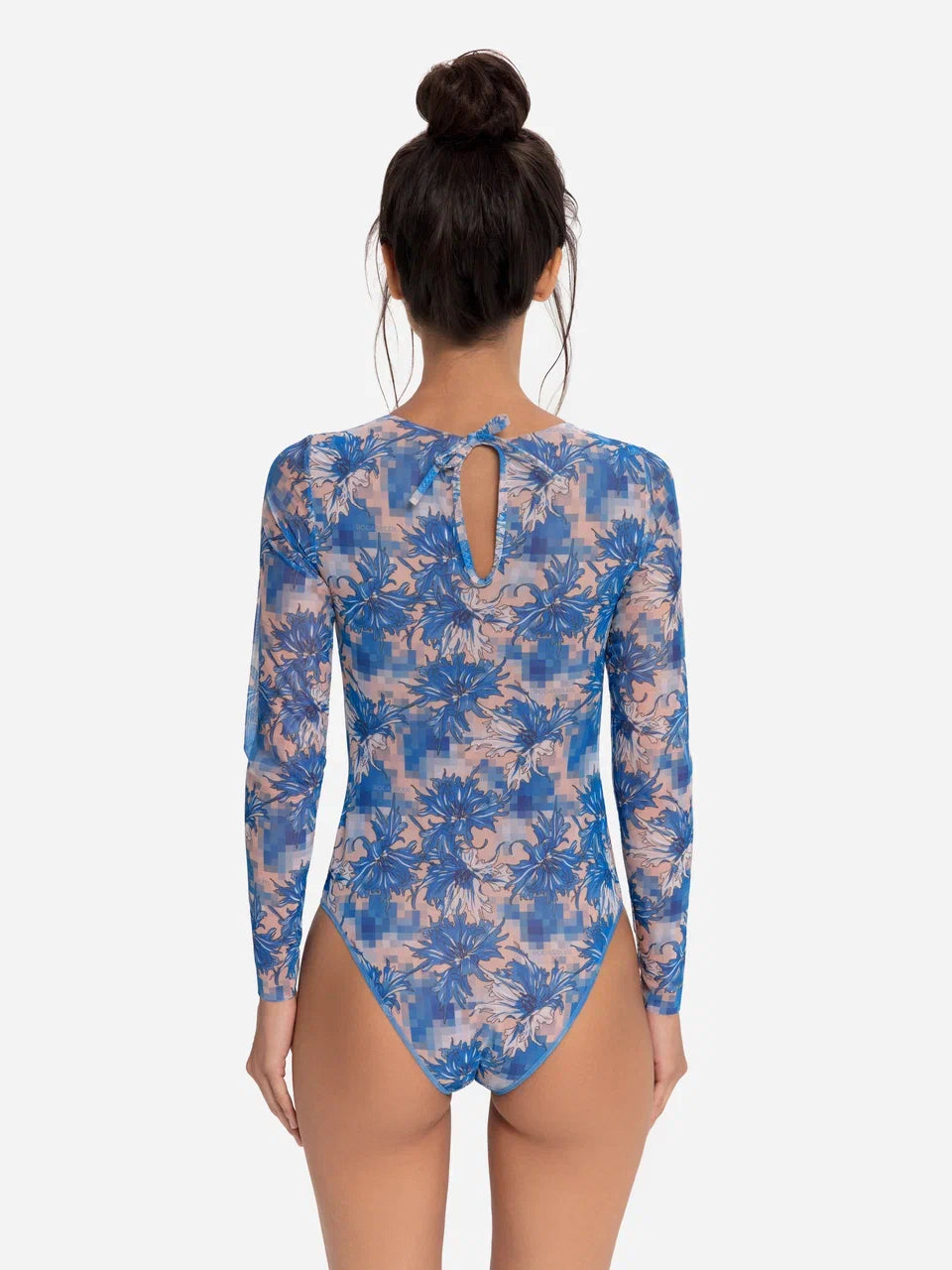 Swimsuit with Sleeves Cornflowers Pixel
