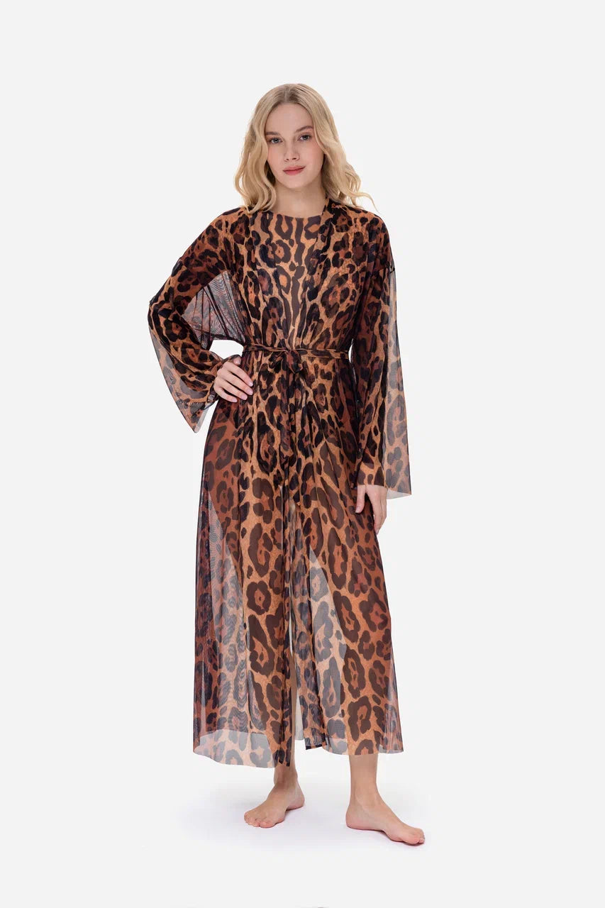 Swimsuit with Sleeves Leopard