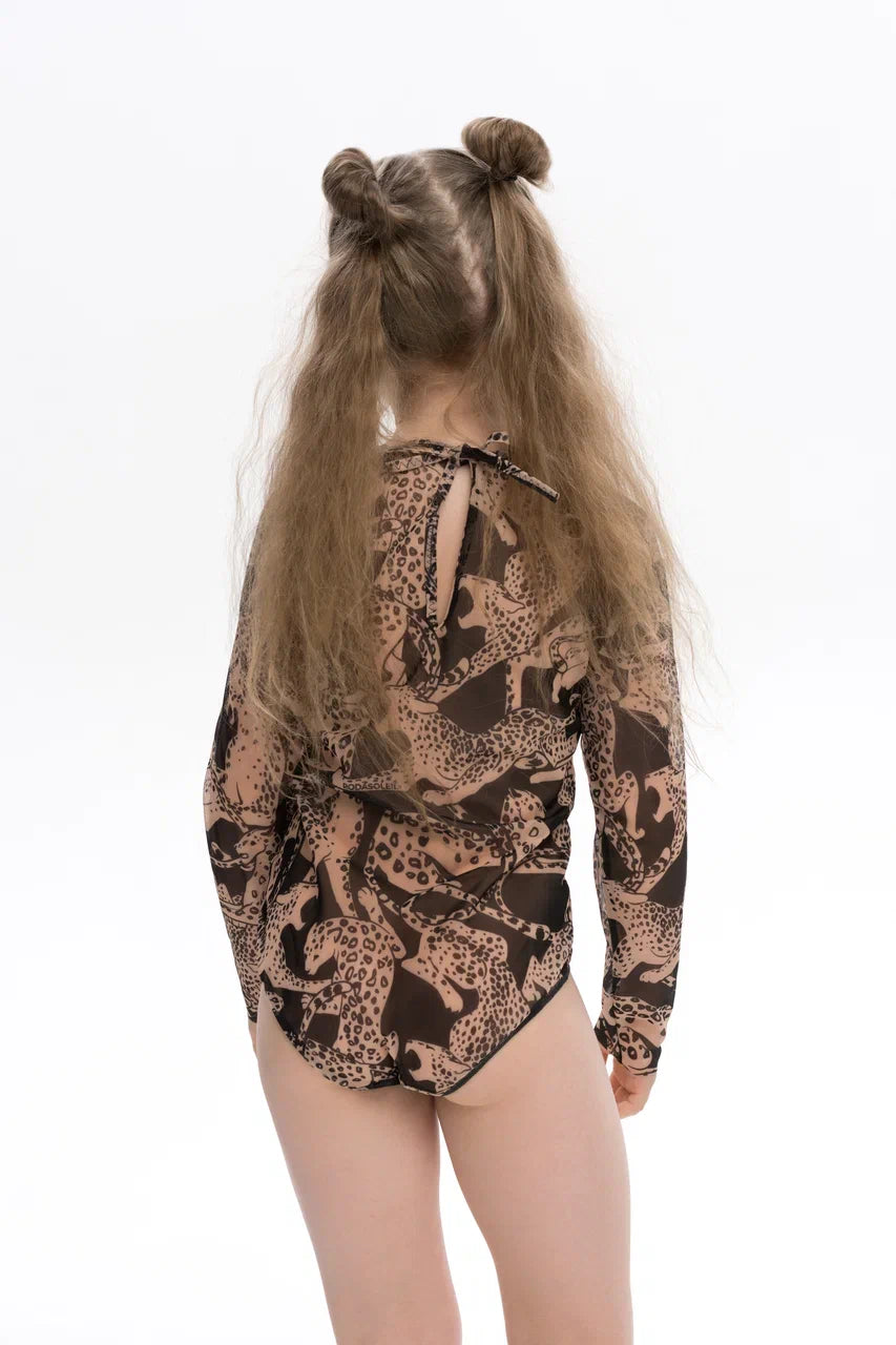 Kids Swimsuit with Sleeves Wild Cat