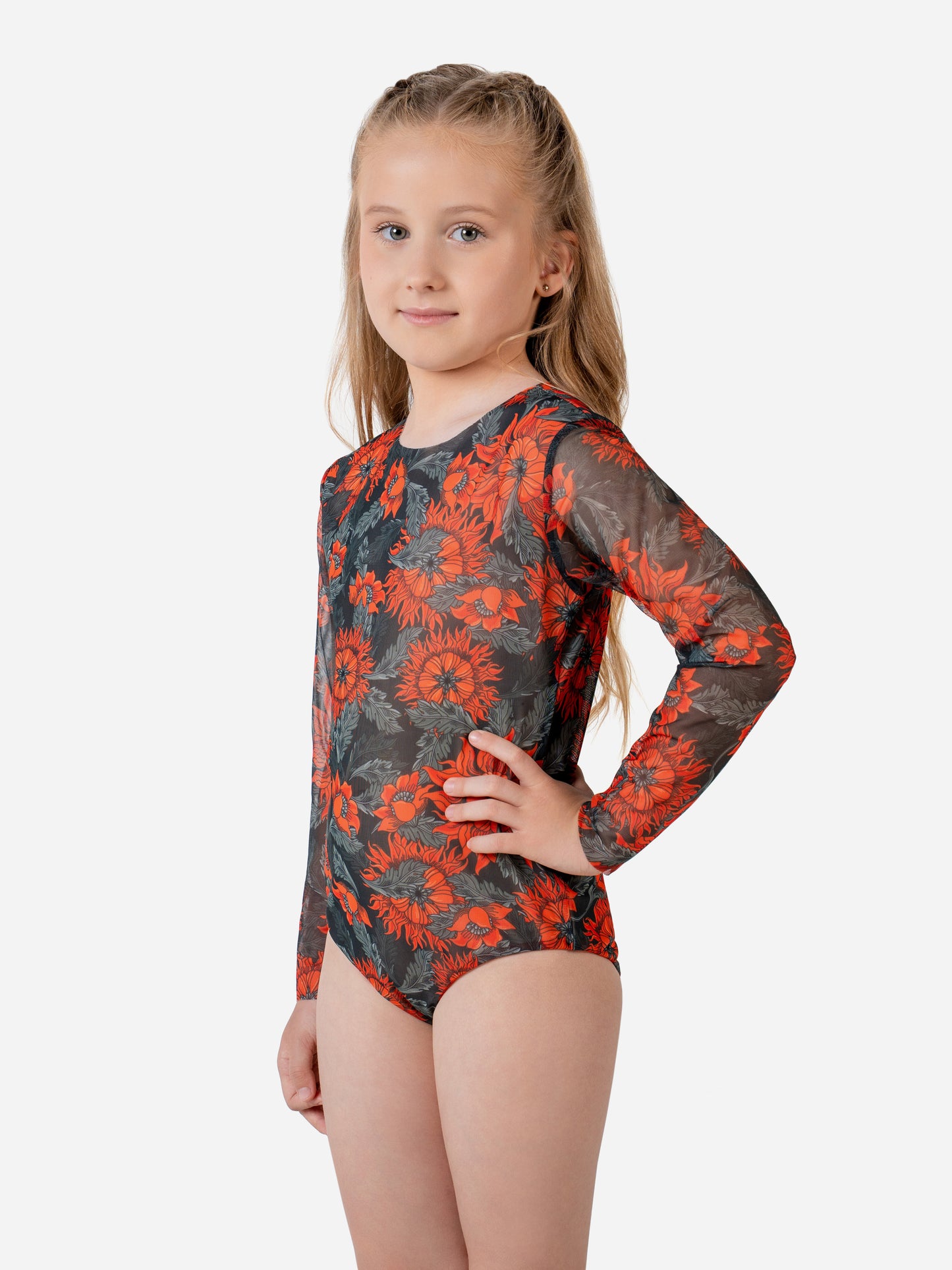 Kids Swimsuit with Sleeves The Sun Orange