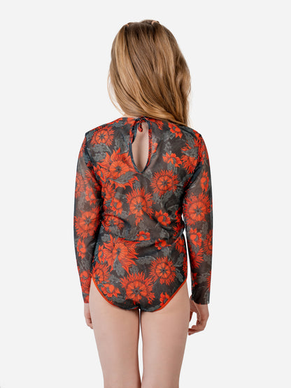 Kids Swimsuit with Sleeves The Sun Orange