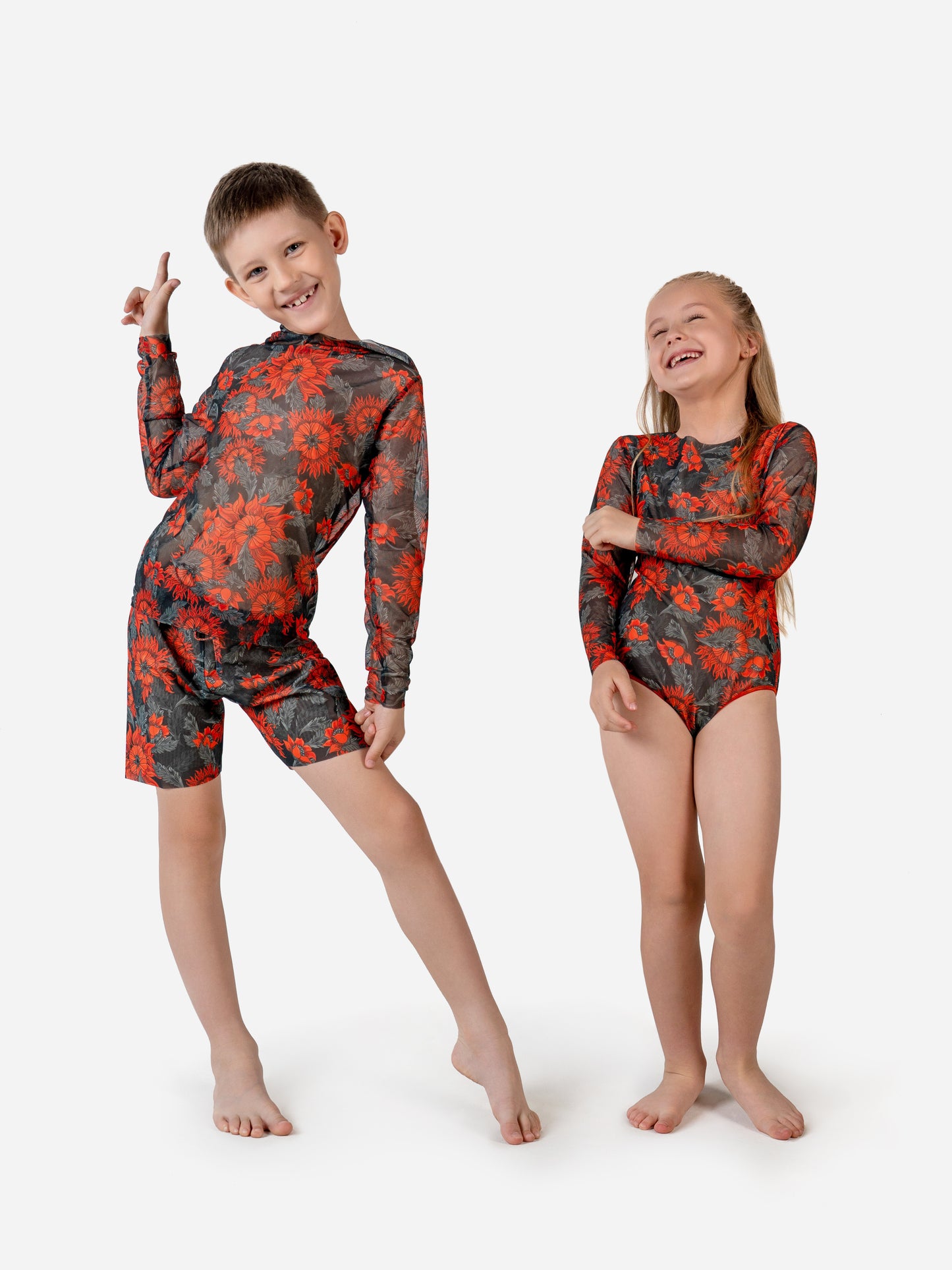 Kids Swimsuit with Sleeves The Sun Orange
