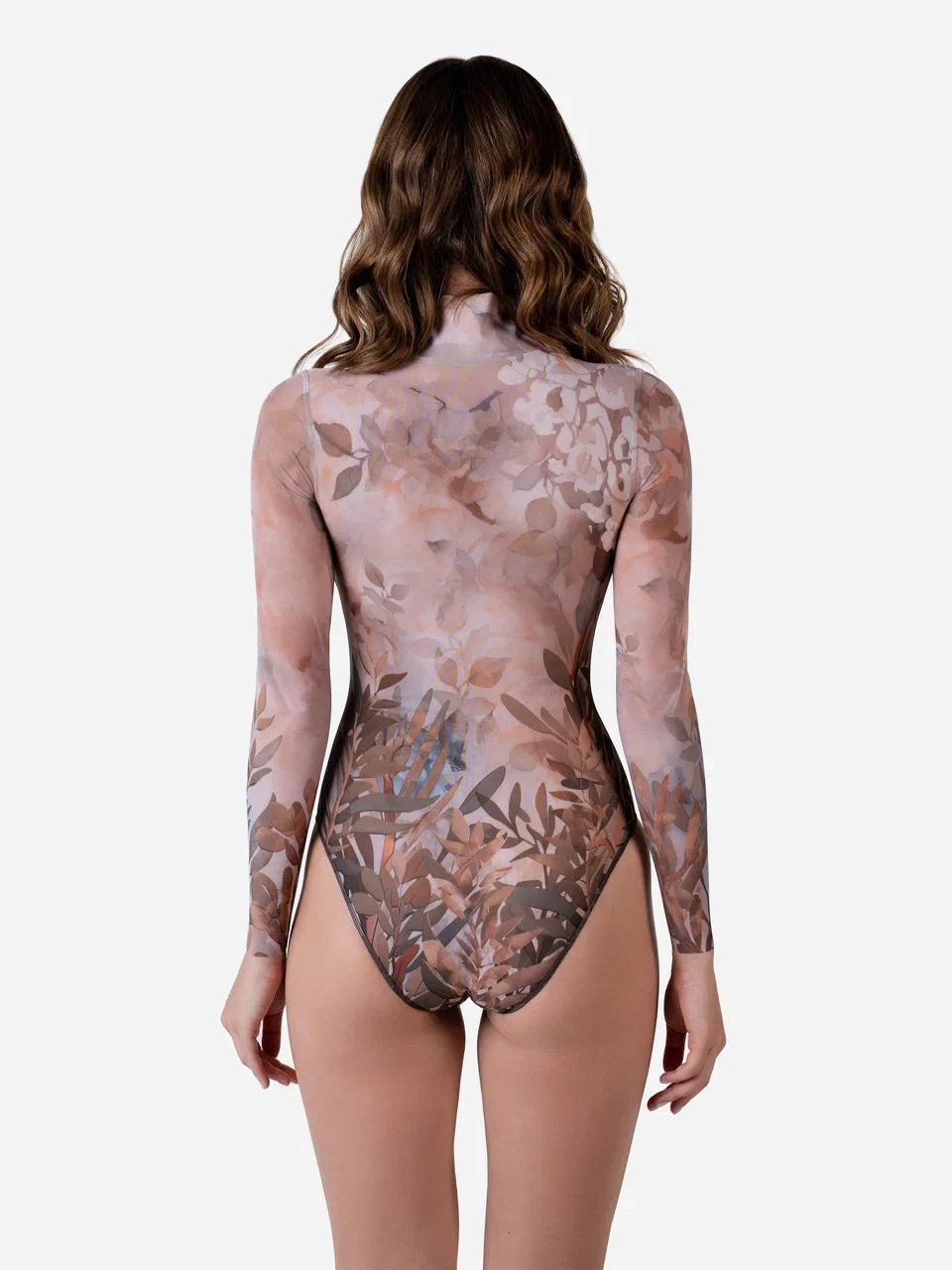 Zipper Swimsuit with Sleeves Olives