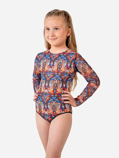 Kids Swimsuit with Sleeves Medieval Green