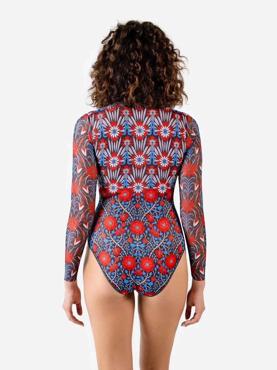 Zipper Swimsuit with Sleeves Medieval Rose