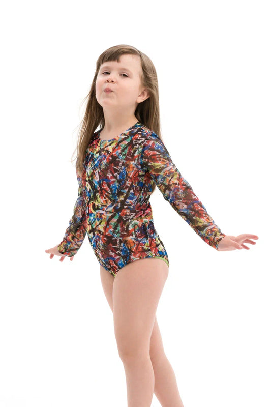 Kids Swimsuit with Sleeves Street Art