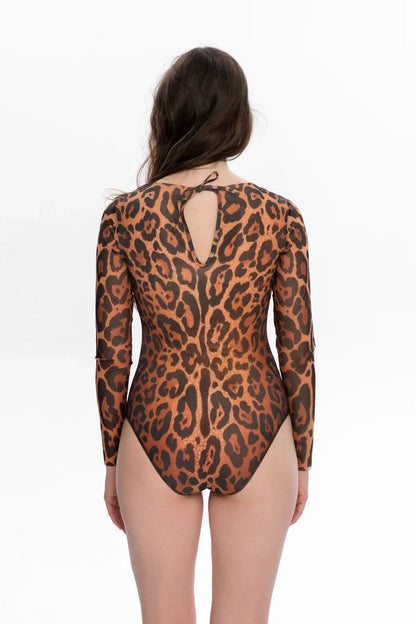 Swimsuit with Sleeves Leopard