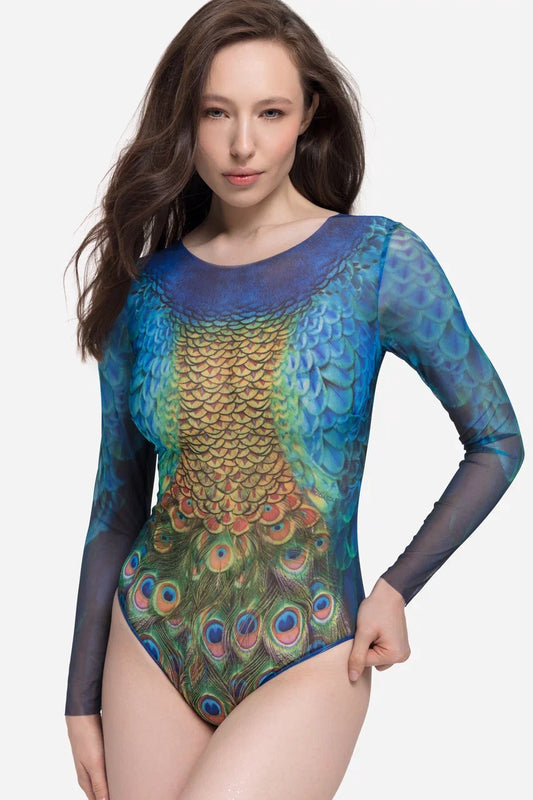 Swimsuit with Sleeves Peacock