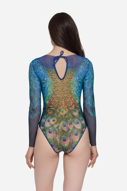 Swimsuit with Sleeves Peacock