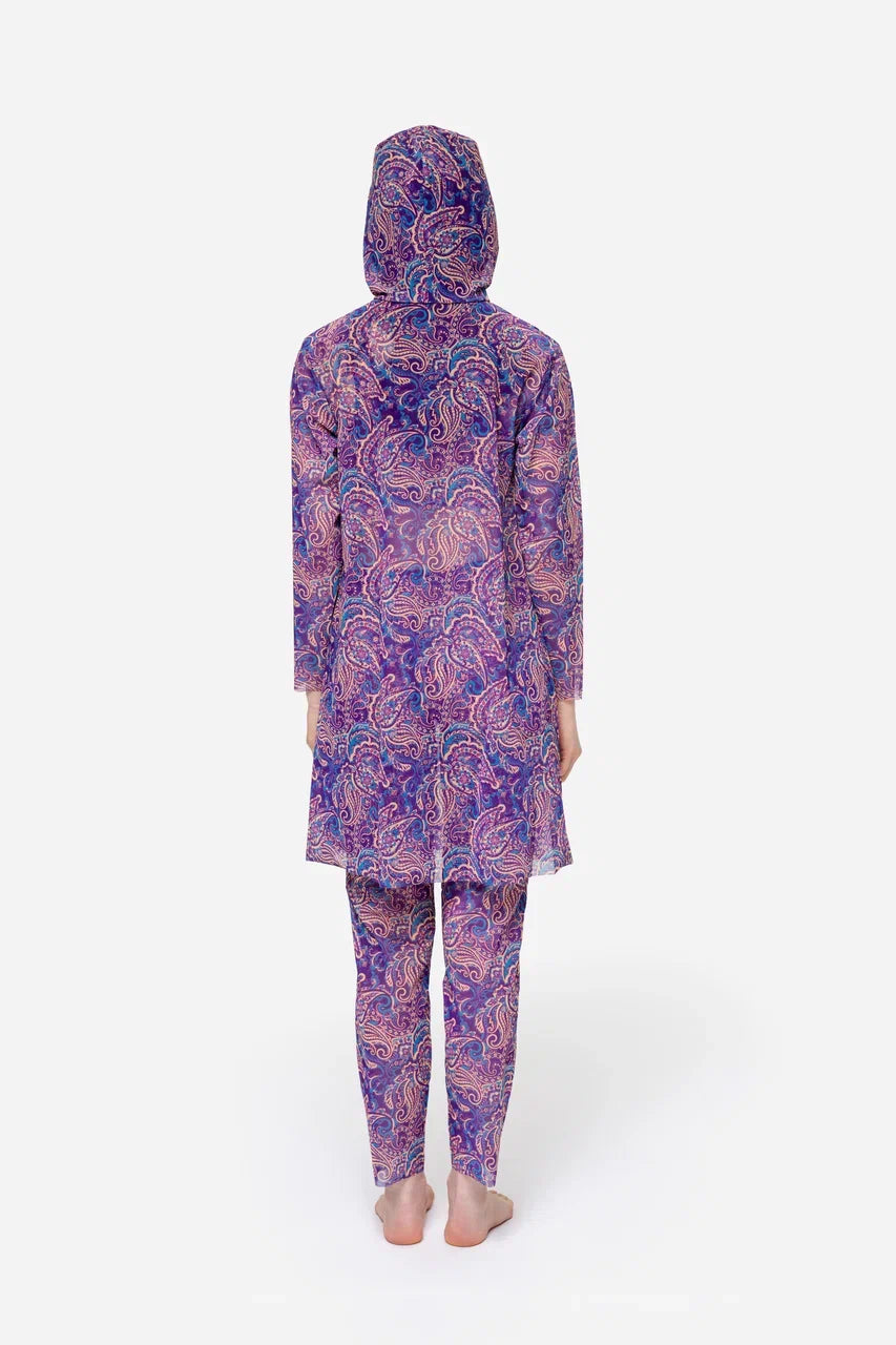 Burkini with Hood Paisley Purple