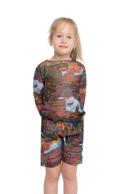 Kids Swimsuit Top with Hood and Shorts City