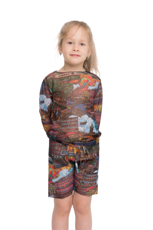 Kids Swimsuit Top with Hood and Shorts City