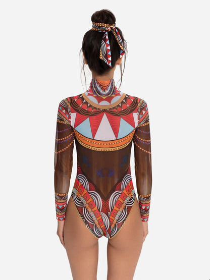 Zipper Swimsuit with Sleeves Africa