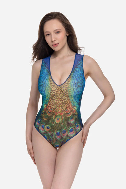 V-Neck Swimsuit Peacock Mayura