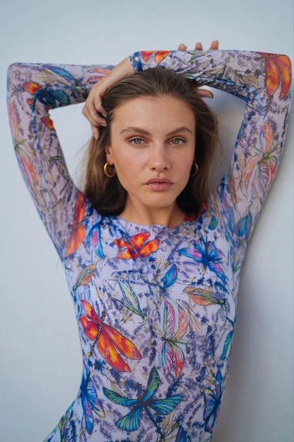Swimsuit with Sleeves Dragonflies