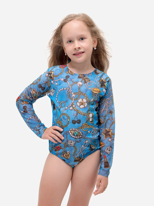 Kids Swimsuit with Sleeves Jeans