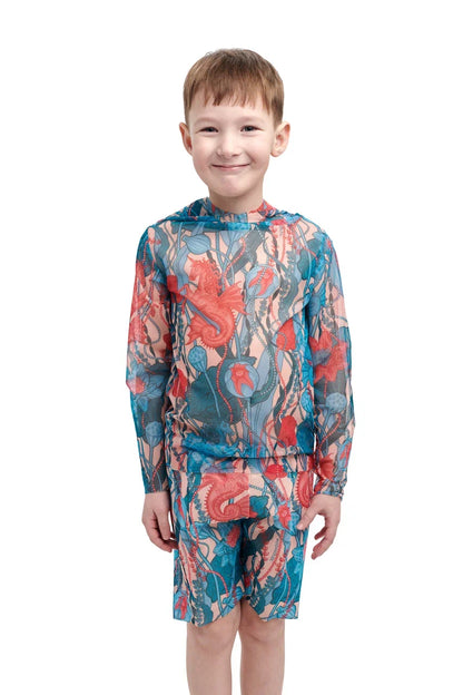 Kids Swimsuit Top with Hood and Shorts Seaunicorns