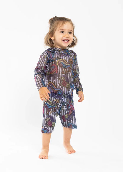 Kids Swimsuit Top with Hood and Shorts Horses 2026