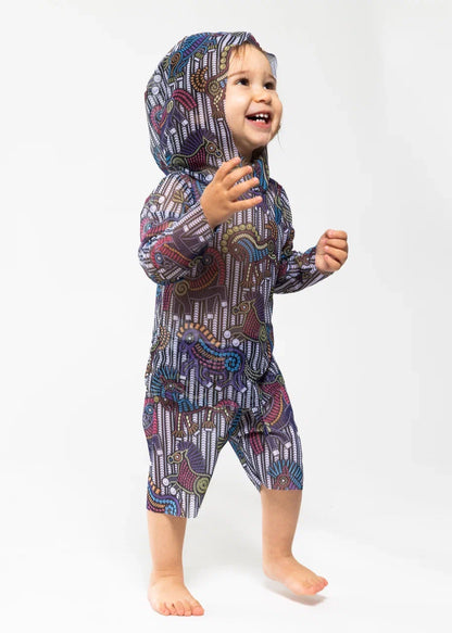 Kids Swimsuit Top with Hood and Shorts Horses 2026