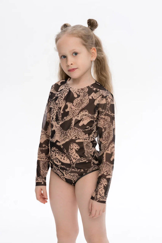 Kids Swimsuit with Sleeves Wild Cat